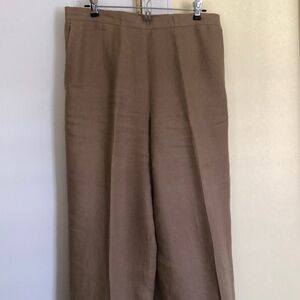 Irish mocha brown linen straight leg pants with flat front in size 12